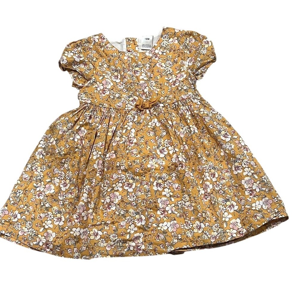 OshKosh B'gosh Dress Baby Baby 18M Mustard Yellow Floral Fit & Flare